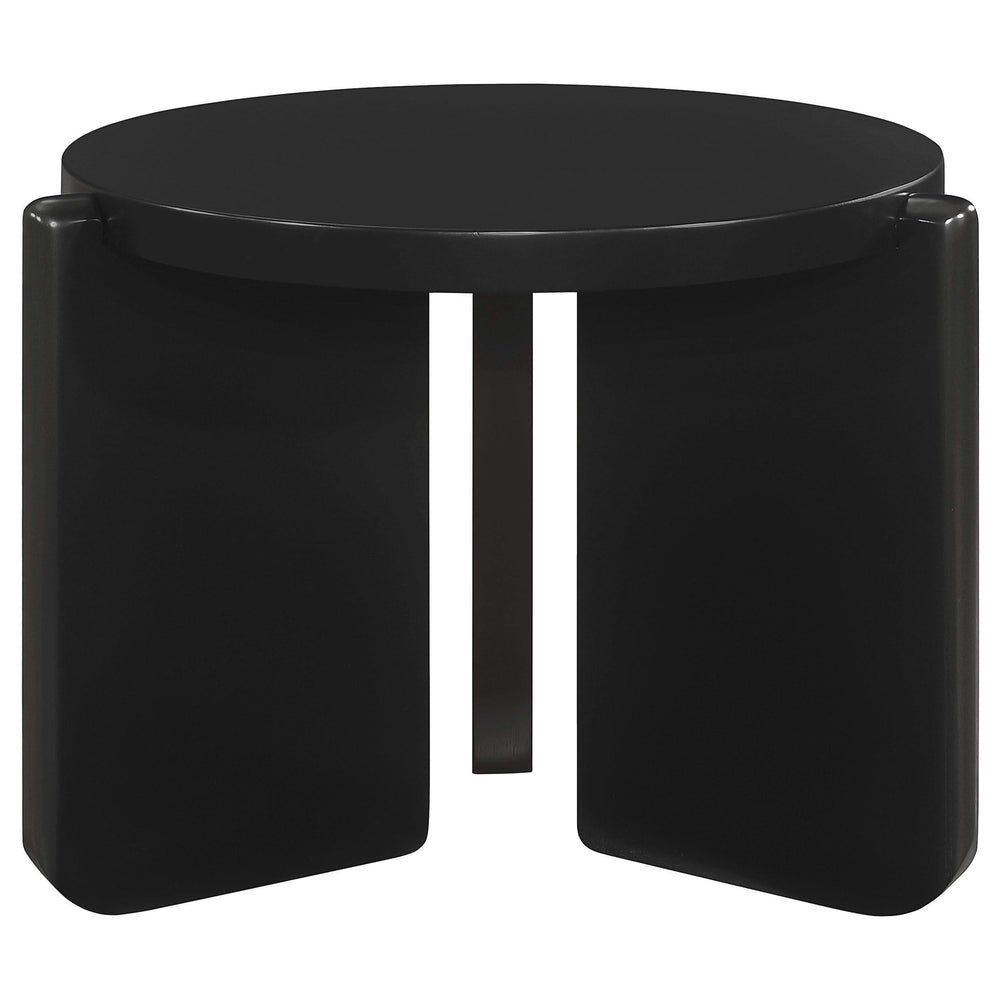 Mesa auxiliar redonda de madera maciza Cordova negra