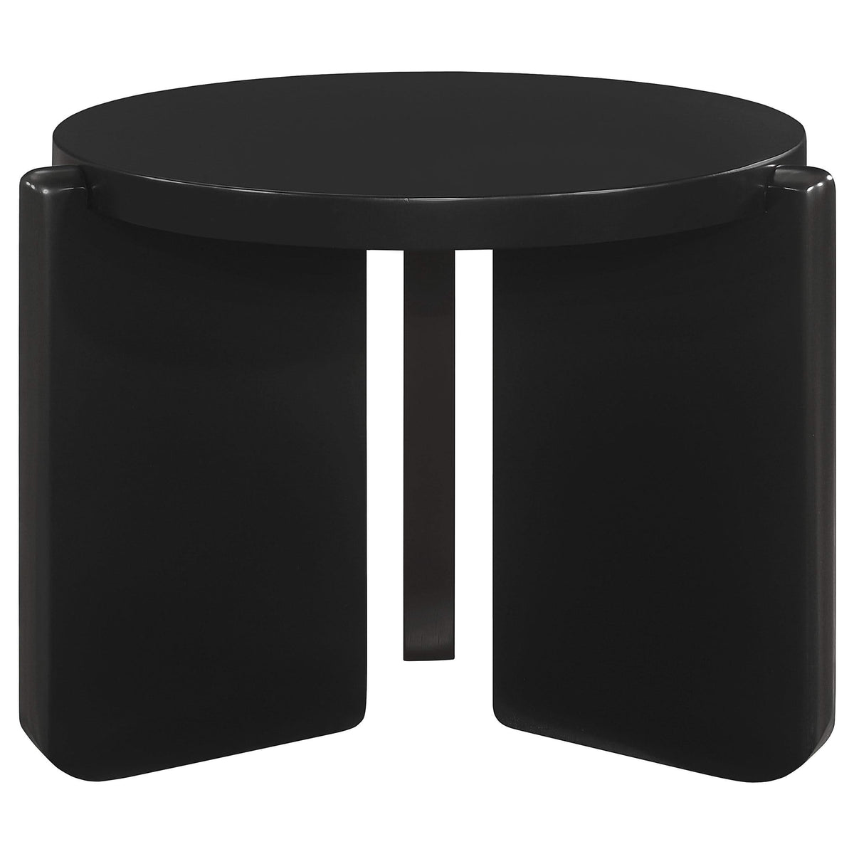 Mesa auxiliar redonda de madera maciza Cordova negra