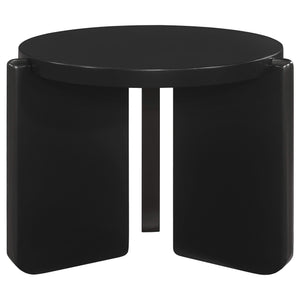 Mesa auxiliar redonda de madera maciza Cordova negra