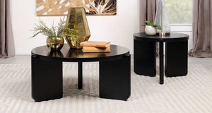Juego de mesa de centro y auxiliar de madera maciza Cordova de 2 piezas, color negro