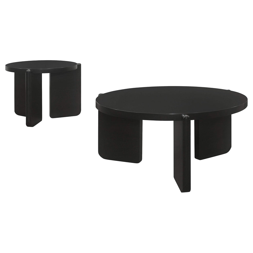 Juego de mesa de centro y auxiliar de madera maciza Cordova de 2 piezas, color negro