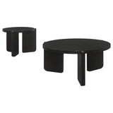 Juego de mesa de centro y auxiliar de madera maciza Cordova de 2 piezas, color negro
