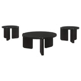 Juego de mesa de centro y auxiliar de madera maciza Cordova de 3 piezas, color negro