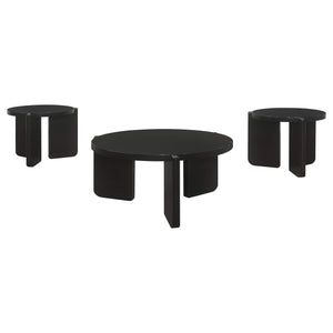 Juego de mesa de centro y auxiliar de madera maciza Cordova de 3 piezas, color negro