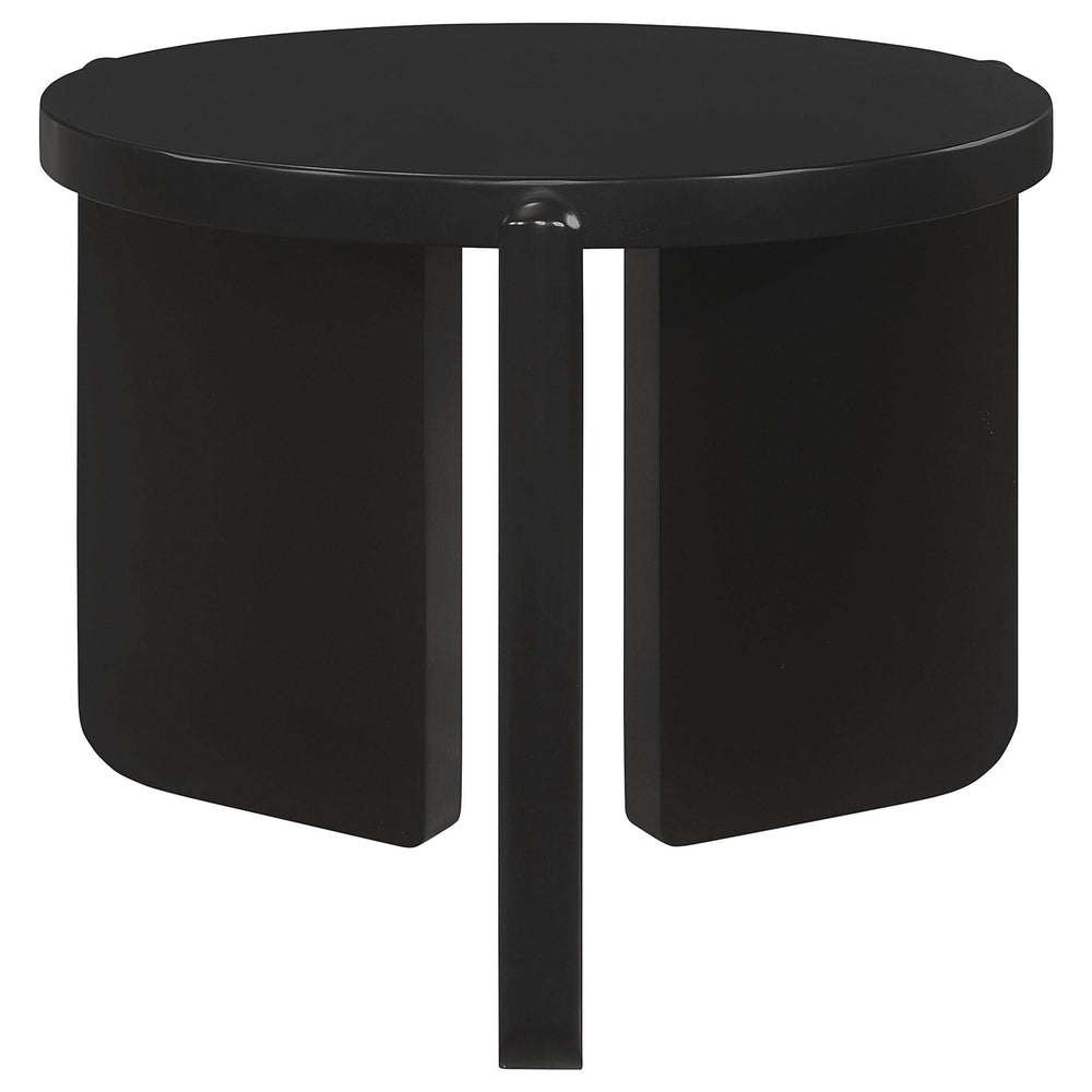Juego de mesa de centro y auxiliar de madera maciza Cordova de 3 piezas, color negro
