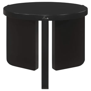 Juego de mesa de centro y auxiliar de madera maciza Cordova de 3 piezas, color negro