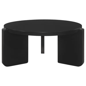 Juego de mesa de centro y auxiliar de madera maciza Cordova de 3 piezas, color negro