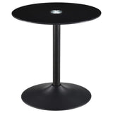 Mesa auxiliar redonda de metal Ganso con tablero de vidrio templado negro