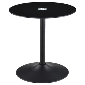 Mesa auxiliar redonda de metal Ganso con tablero de vidrio templado negro