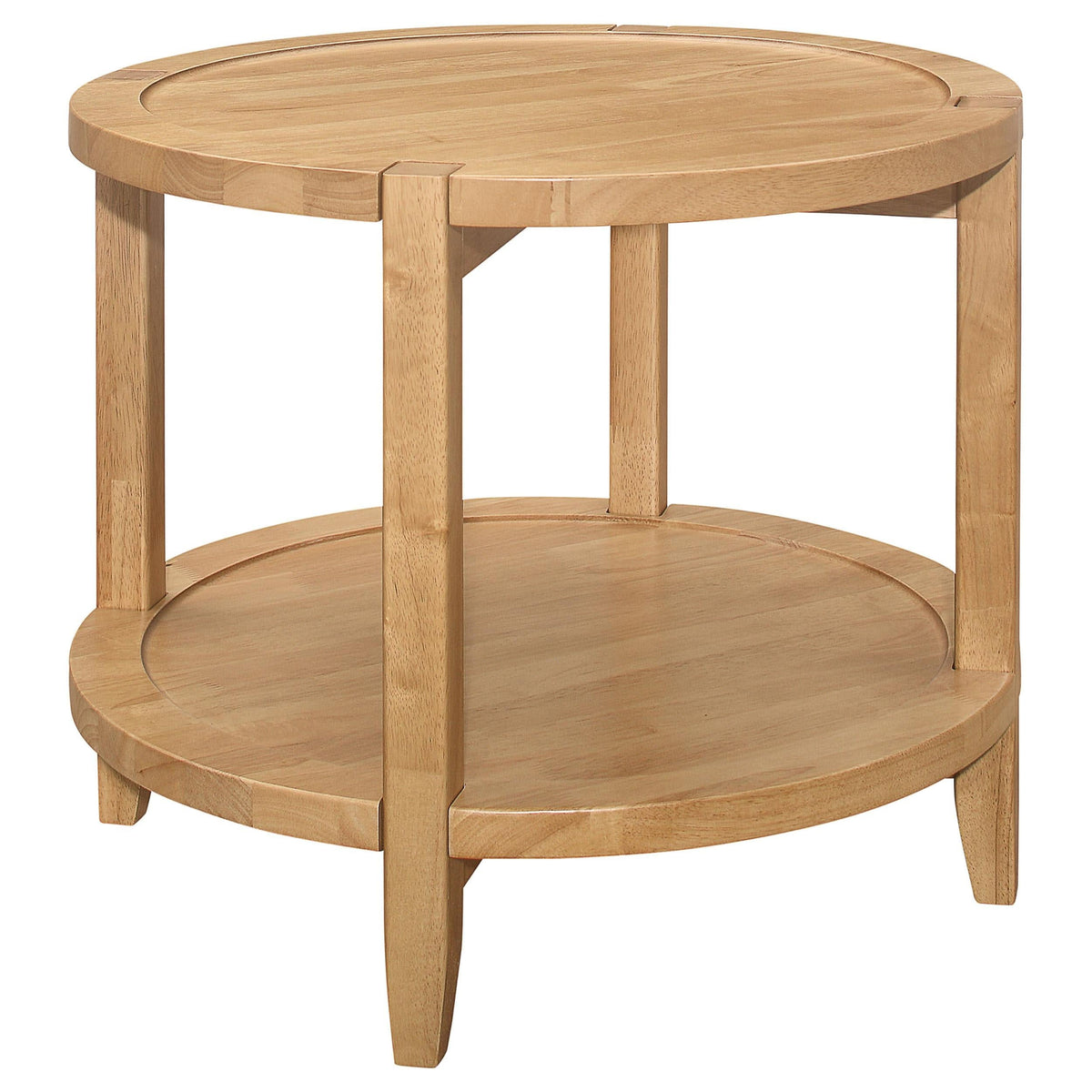 Mesa auxiliar redonda de madera maciza Camillo en color marrón arce