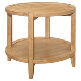 Mesa auxiliar redonda de madera maciza Camillo en color marrón arce