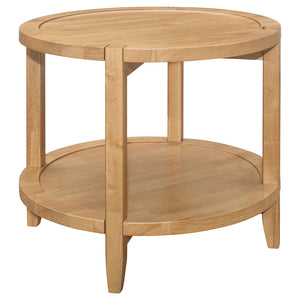 Mesa auxiliar redonda de madera maciza Camillo en color marrón arce
