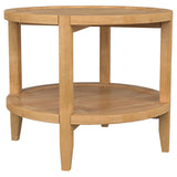 Mesa auxiliar redonda de madera maciza Camillo en color marrón arce