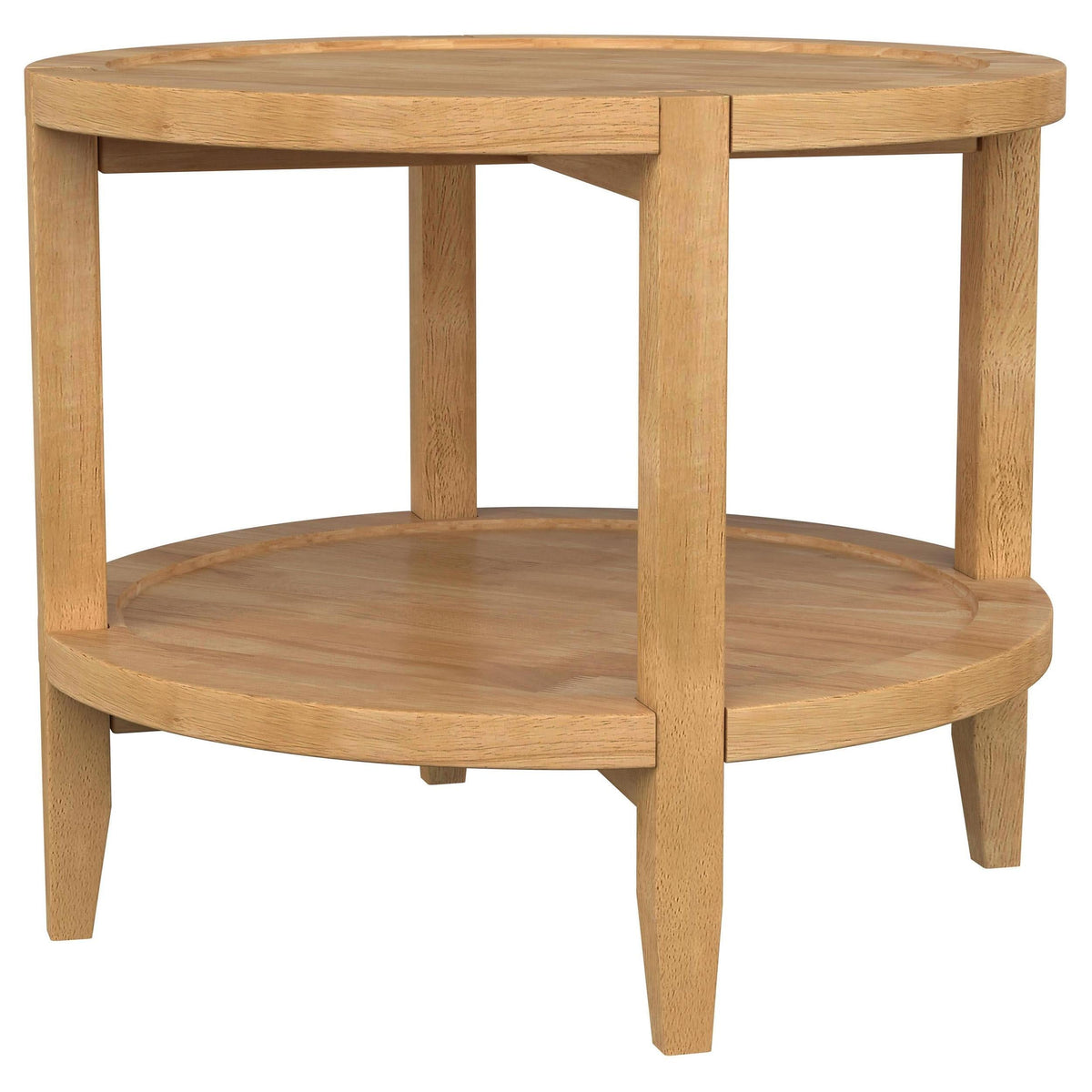 Mesa auxiliar redonda de madera maciza Camillo en color marrón arce