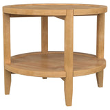 Mesa auxiliar redonda de madera maciza Camillo en color marrón arce