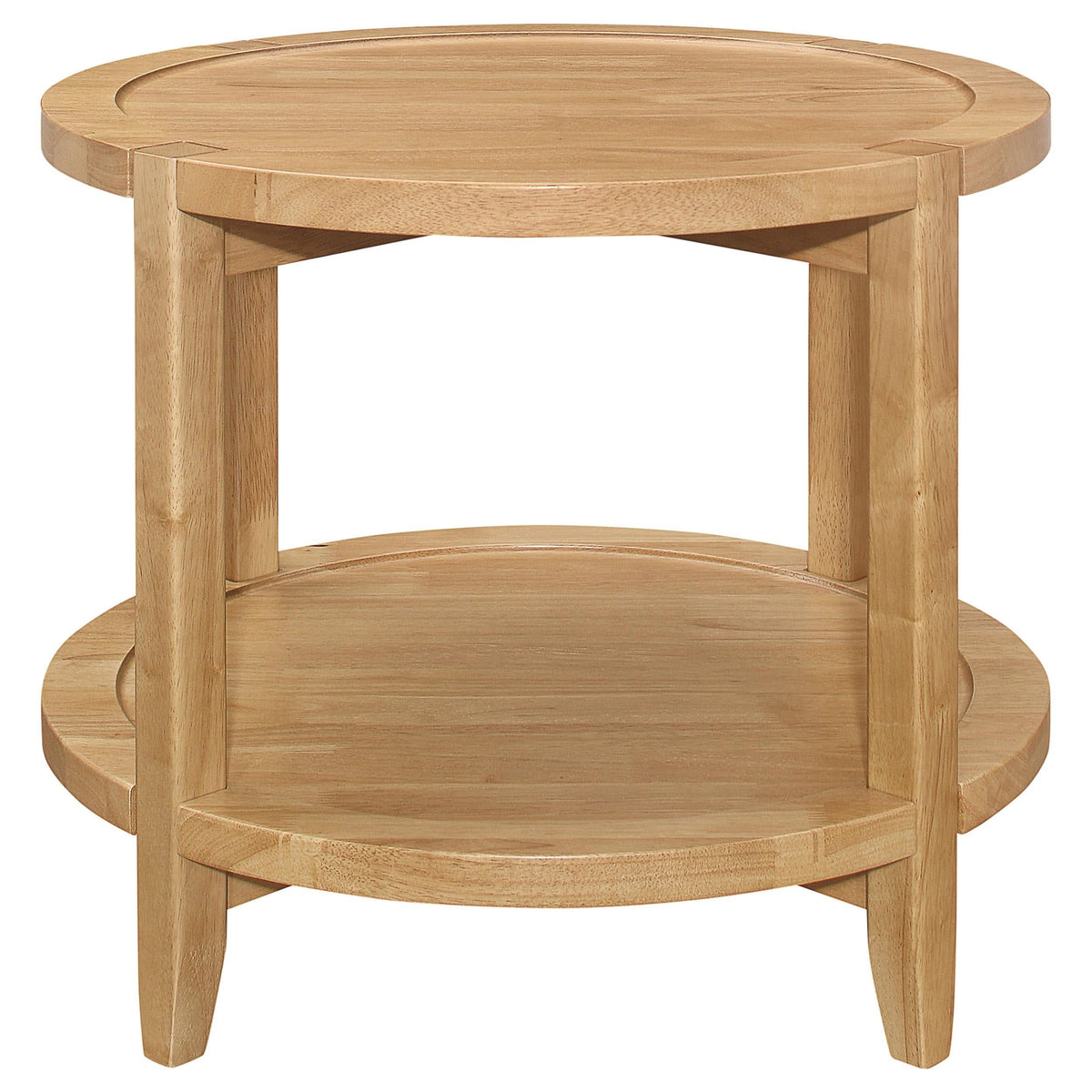Mesa auxiliar redonda de madera maciza Camillo en color marrón arce