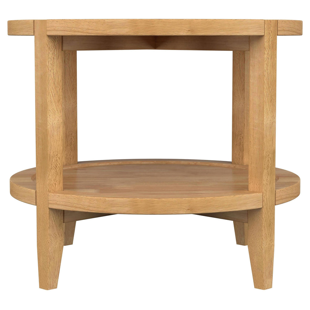 Mesa auxiliar redonda de madera maciza Camillo en color marrón arce