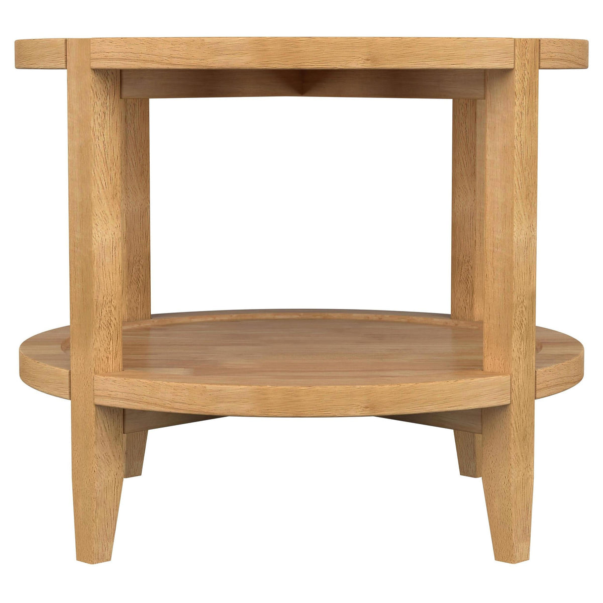 Mesa auxiliar redonda de madera maciza Camillo en color marrón arce