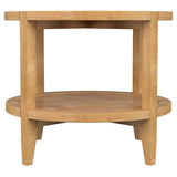 Mesa auxiliar redonda de madera maciza Camillo en color marrón arce