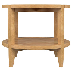 Mesa auxiliar redonda de madera maciza Camillo en color marrón arce