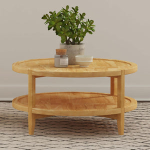 Mesa de centro redonda de madera maciza Camillo en color marrón arce