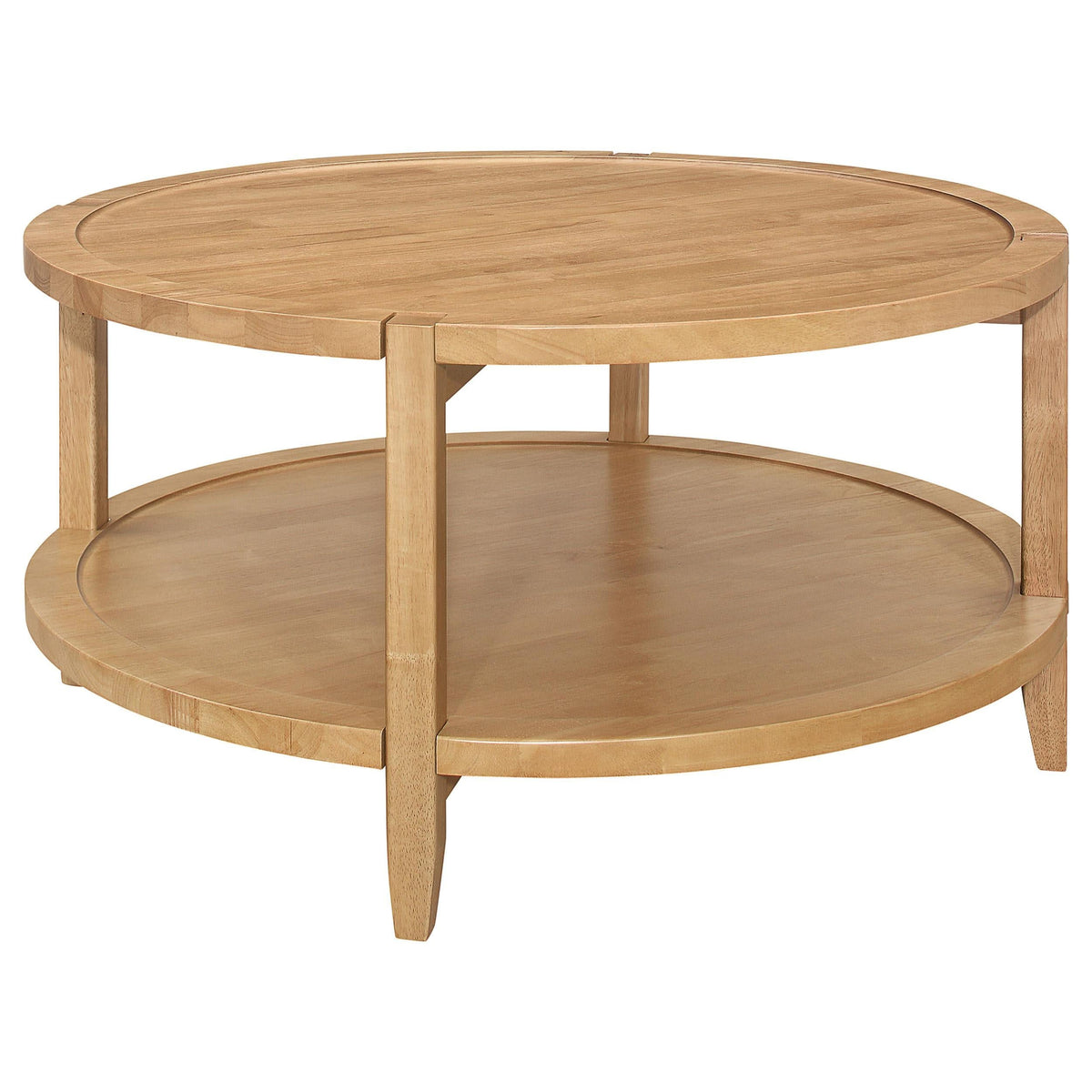 Mesa de centro redonda de madera maciza Camillo en color marrón arce