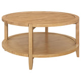 Mesa de centro redonda de madera maciza Camillo en color marrón arce