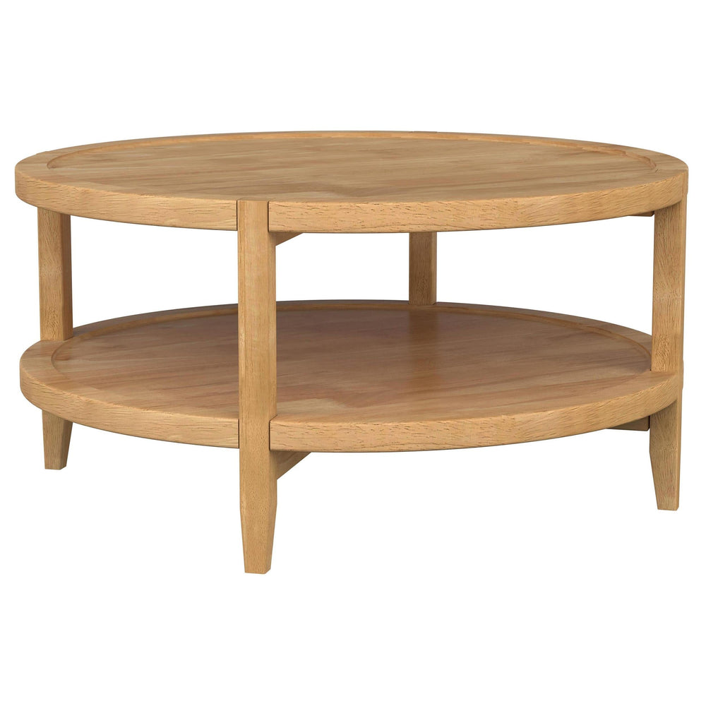 Mesa de centro redonda de madera maciza Camillo en color marrón arce
