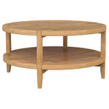 Mesa de centro redonda de madera maciza Camillo en color marrón arce