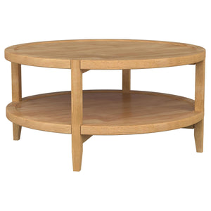 Mesa de centro redonda de madera maciza Camillo en color marrón arce
