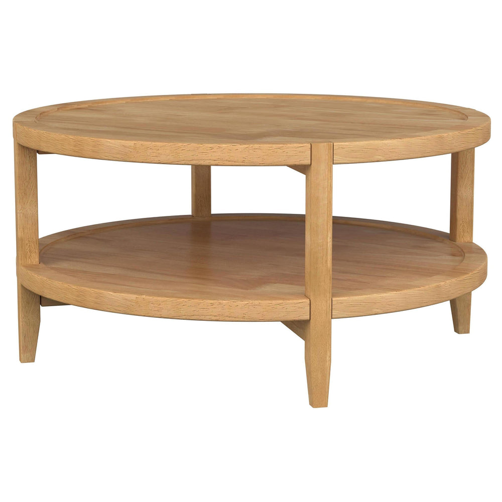 Mesa de centro redonda de madera maciza Camillo en color marrón arce