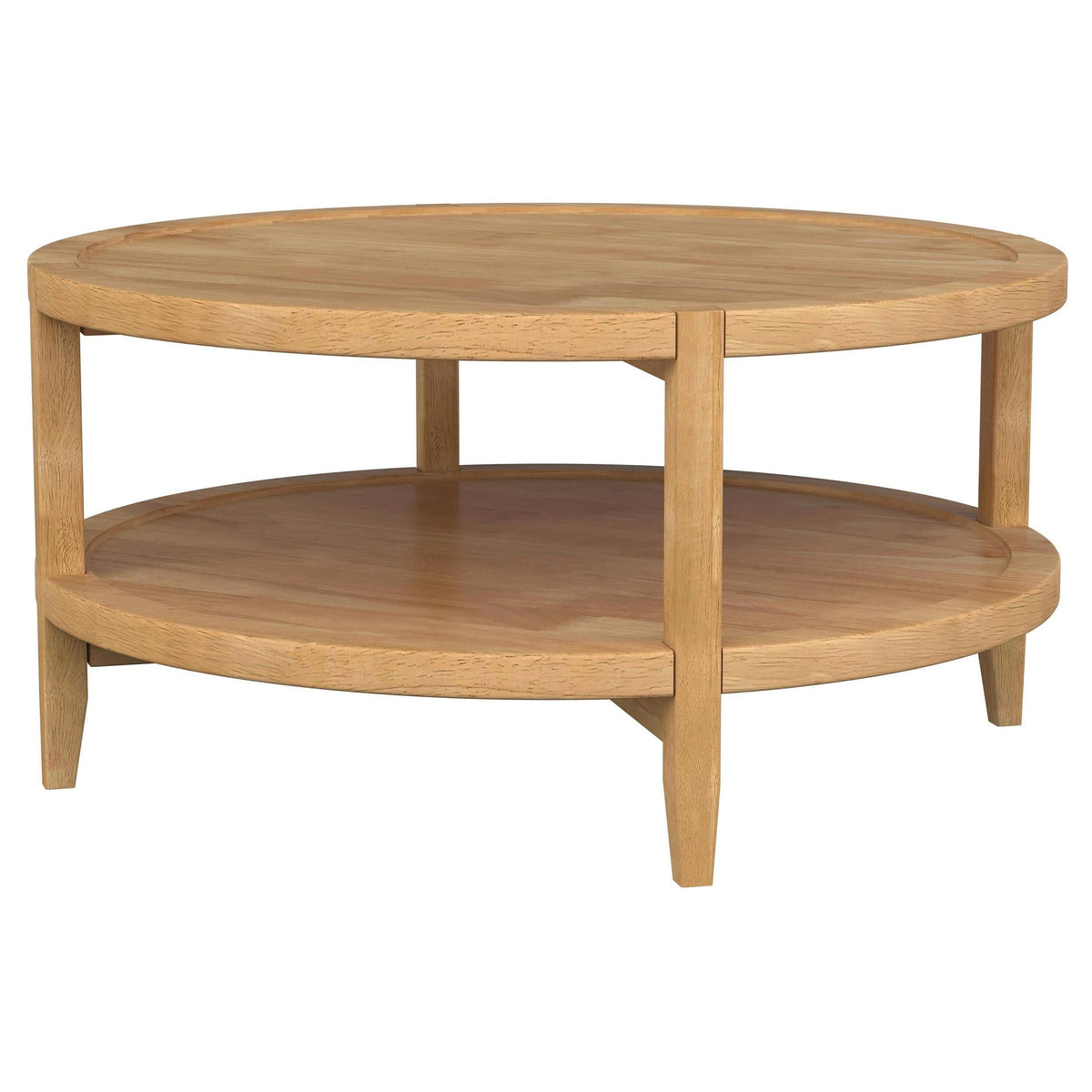 Mesa de centro redonda de madera maciza Camillo en color marrón arce