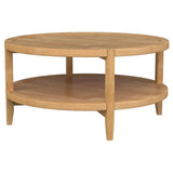 Mesa de centro redonda de madera maciza Camillo en color marrón arce
