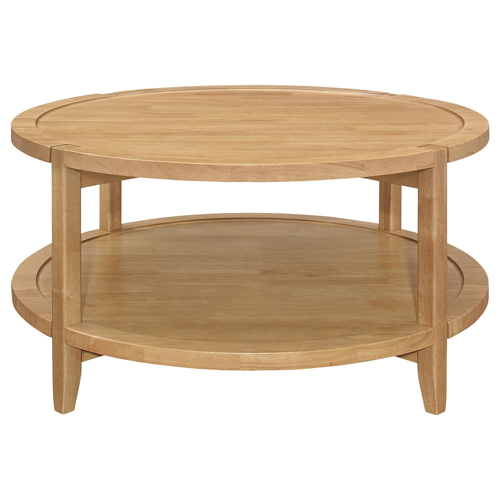 Mesa de centro redonda de madera maciza Camillo en color marrón arce