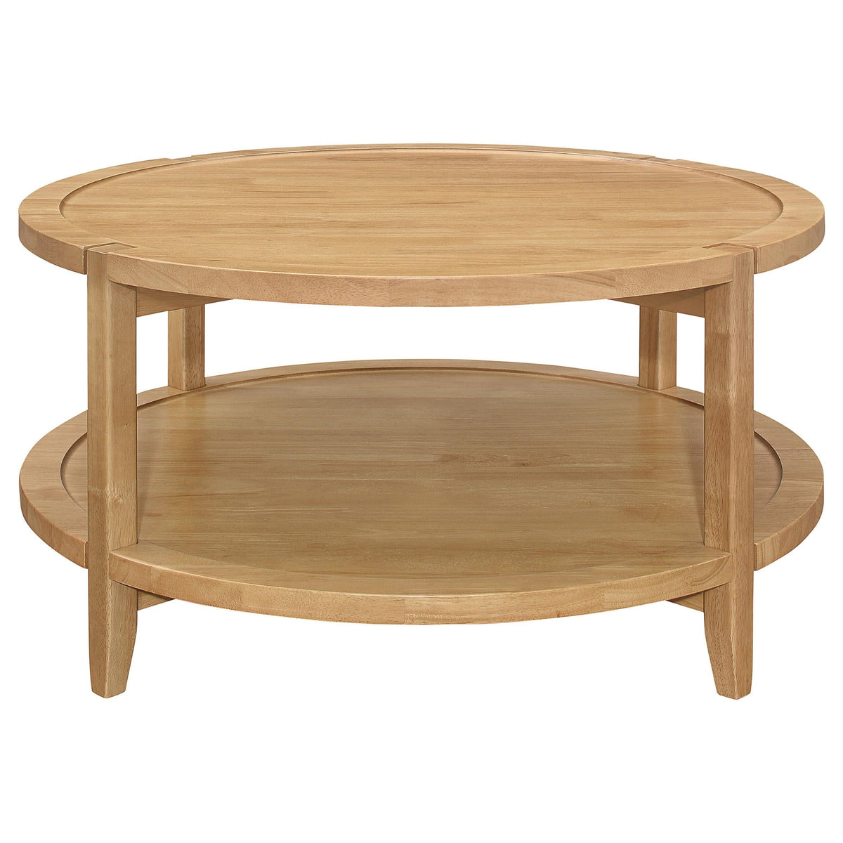Mesa de centro redonda de madera maciza Camillo en color marrón arce