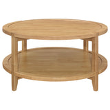 Mesa de centro redonda de madera maciza Camillo en color marrón arce