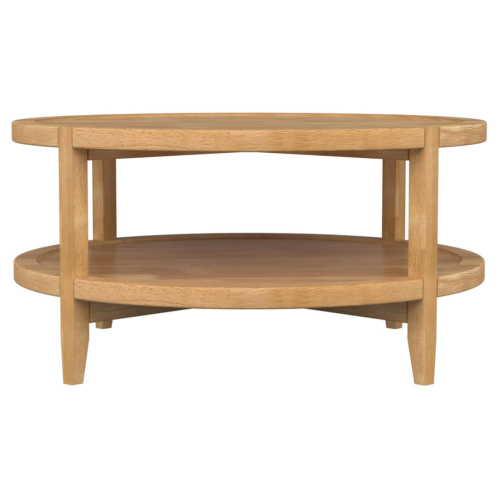 Mesa de centro redonda de madera maciza Camillo en color marrón arce