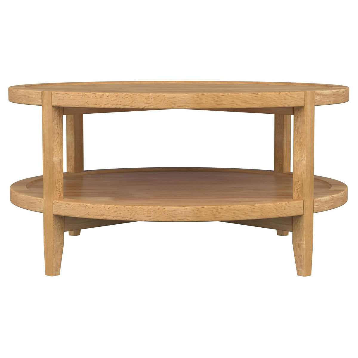 Mesa de centro redonda de madera maciza Camillo en color marrón arce