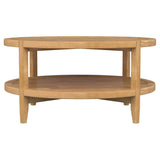 Mesa de centro redonda de madera maciza Camillo en color marrón arce