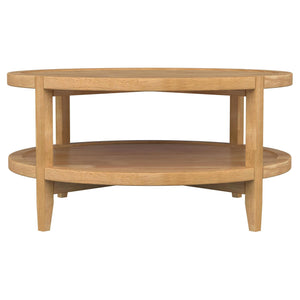 Mesa de centro redonda de madera maciza Camillo en color marrón arce
