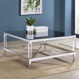 Mesa de centro cuadrada de acrílico templado con espejo Lindley, cromada