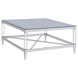 Mesa de centro cuadrada de acrílico templado con espejo Lindley, cromada