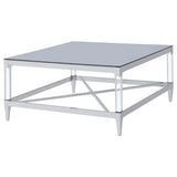 Mesa de centro cuadrada de acrílico templado con espejo Lindley, cromada