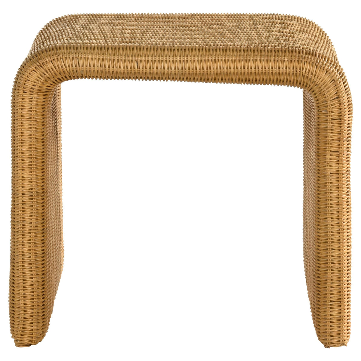 Mesa auxiliar cuadrada de ratán tejido Cahya, color natural