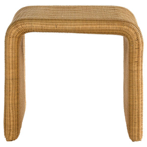 Mesa auxiliar cuadrada de ratán tejido Cahya, color natural