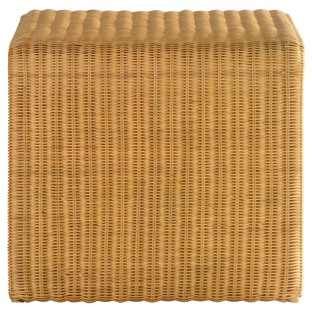 Mesa auxiliar cuadrada de ratán tejido Cahya, color natural