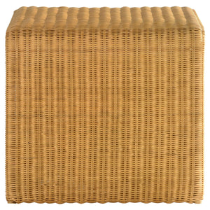 Mesa auxiliar cuadrada de ratán tejido Cahya, color natural