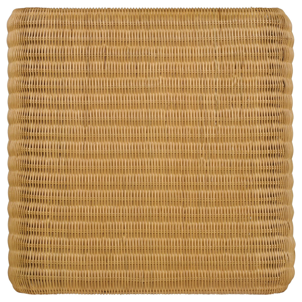Mesa auxiliar cuadrada de ratán tejido Cahya, color natural
