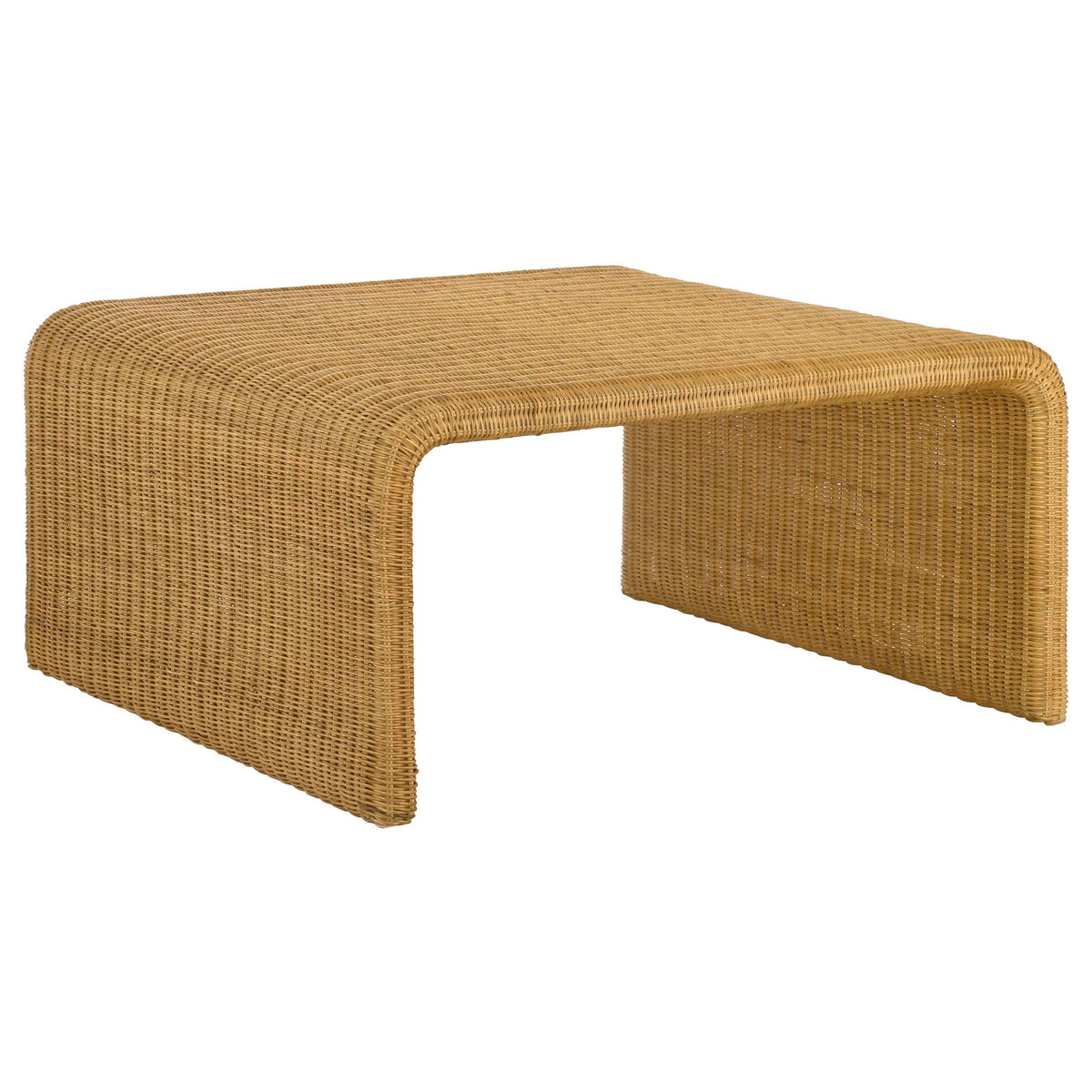 Mesa de centro cuadrada de ratán tejido Cahya, color natural