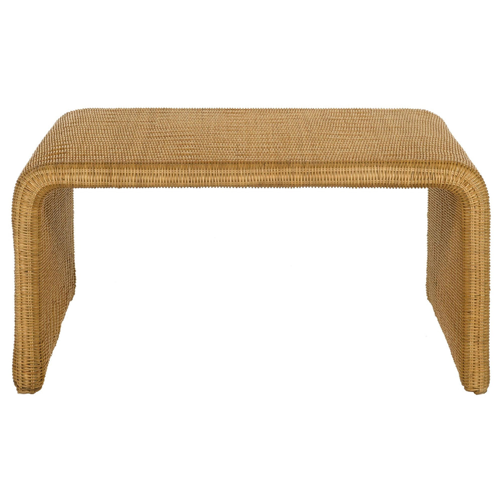 Mesa de centro cuadrada de ratán tejido Cahya, color natural